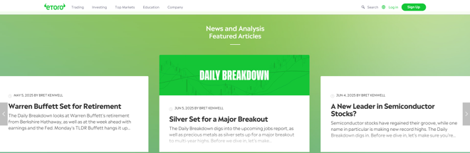 eToro market breakdowns