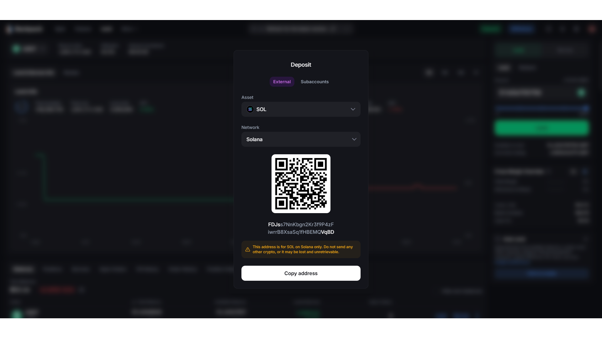 Deposito di criptovalute su Backpack
