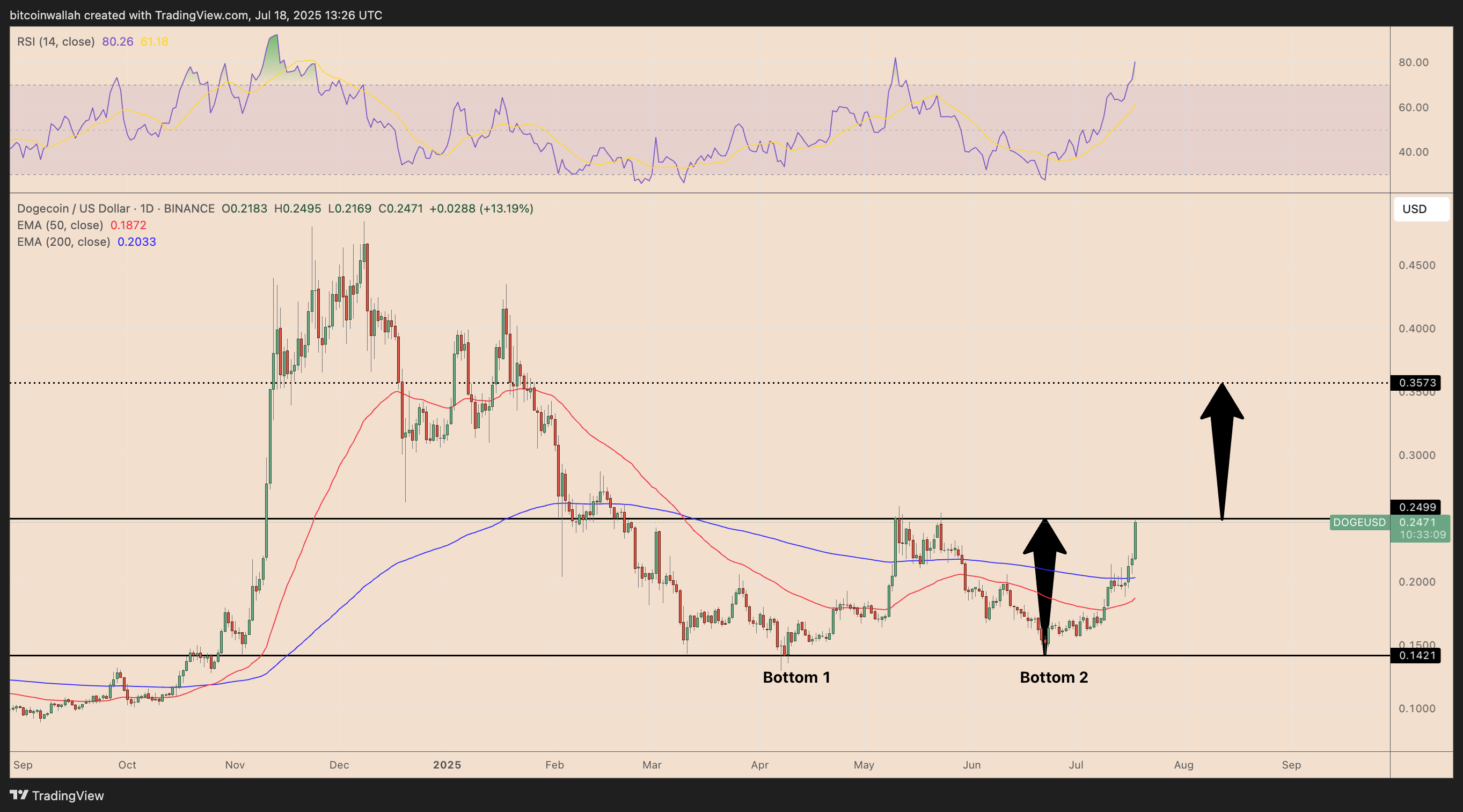 DOGE/USD daily price chart