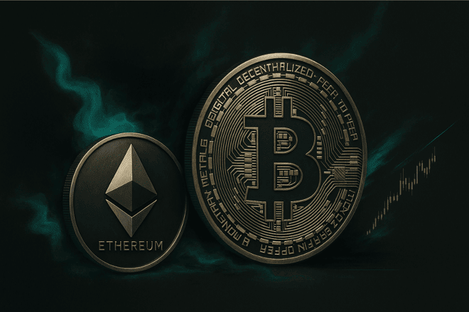 Ethereum vs Bitcoin concept
