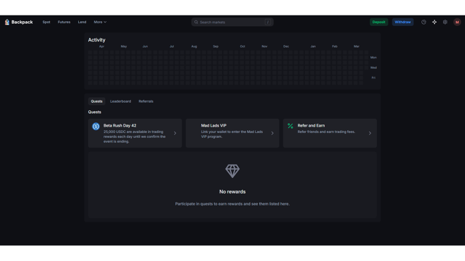 Events page on Backpack
