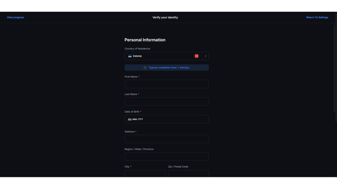 KYC process on Backpack