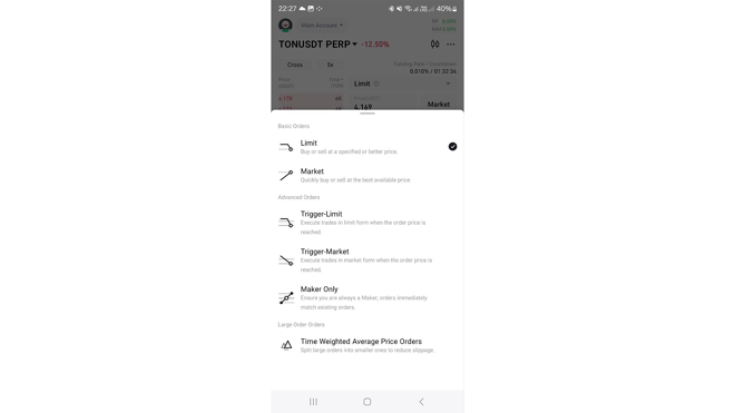 Order Types for Futures Trading on BIT.com Mobile