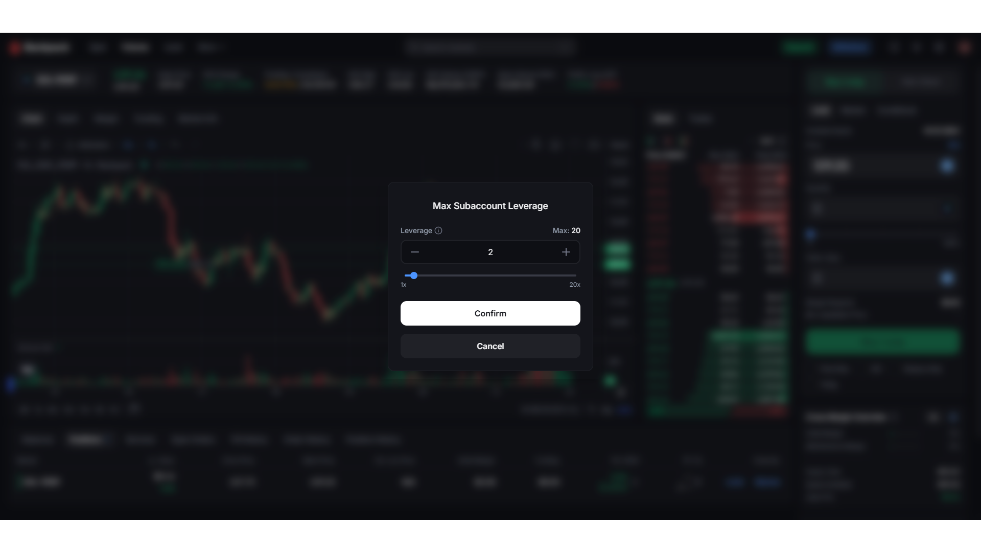 Impostazione della leva per il trading futures su Backpack