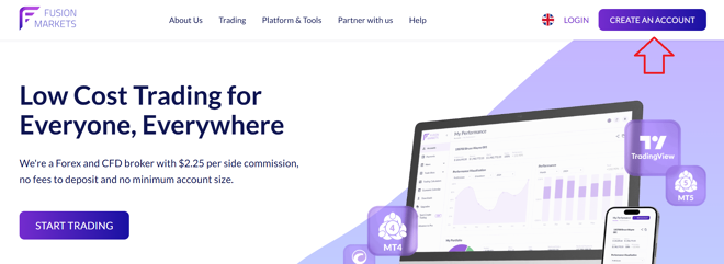 Opening an account with Fusion Markets