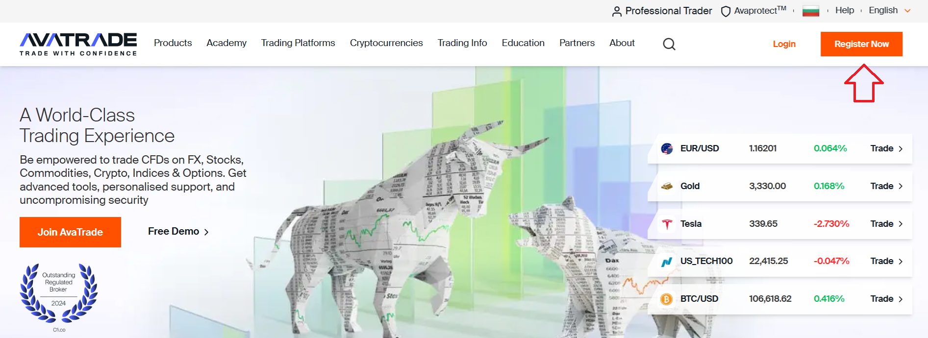 Creating an account with AvaTrade