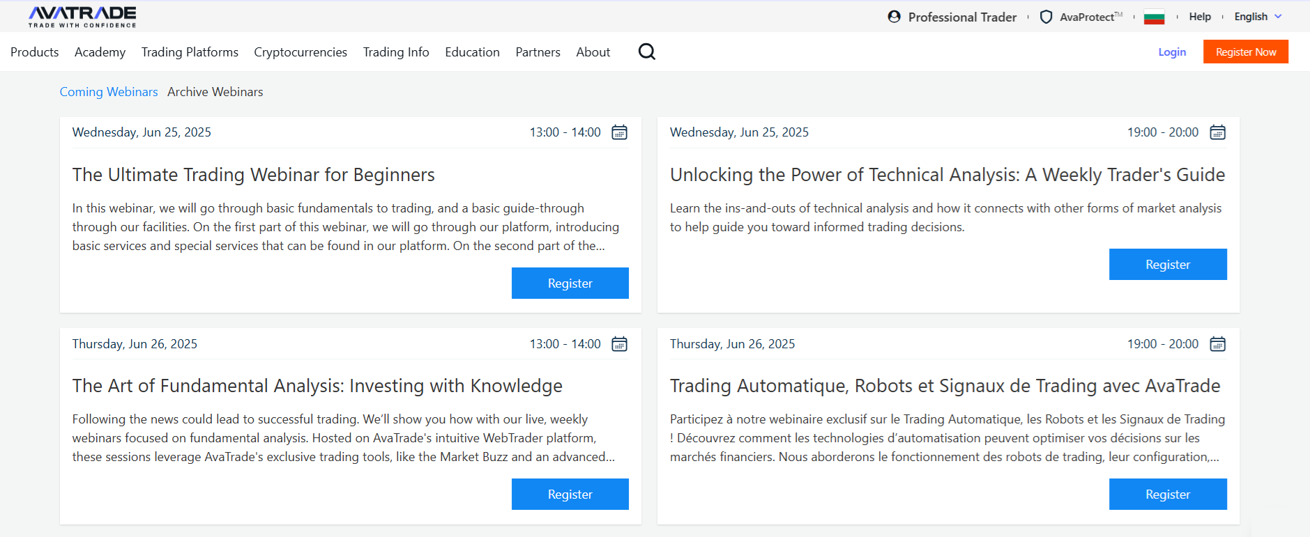 AvaTrade’s educational webinars