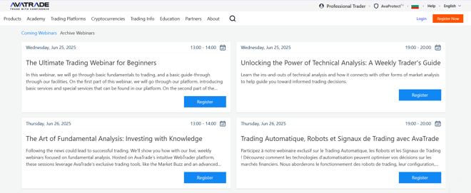 AvaTrade’s educational webinars