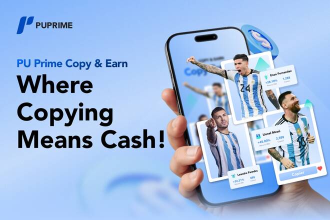 PU Prime Copy and Earn, Where Copying Means Cash, and hand holding smartphone. FX Empire