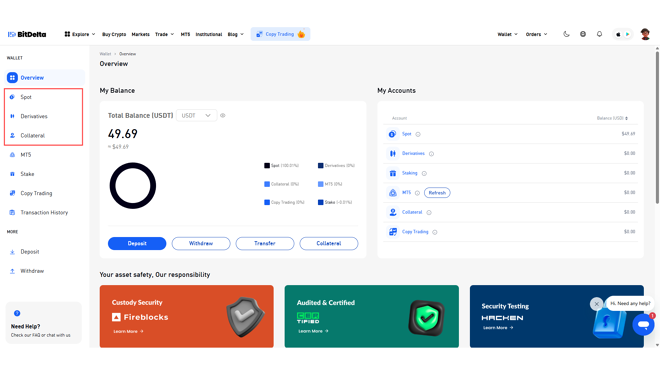 Account types on BitDelta