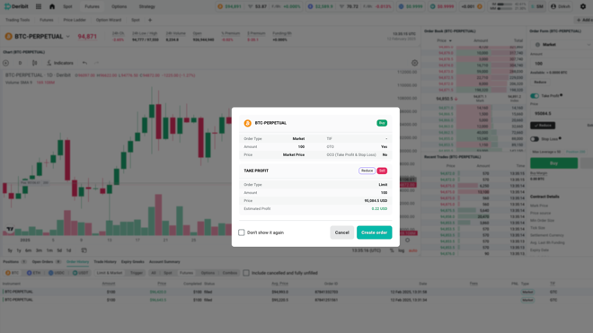 BTC-Perpetual order at market price