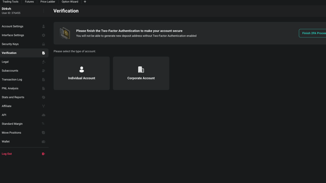 Deribit KYC Page