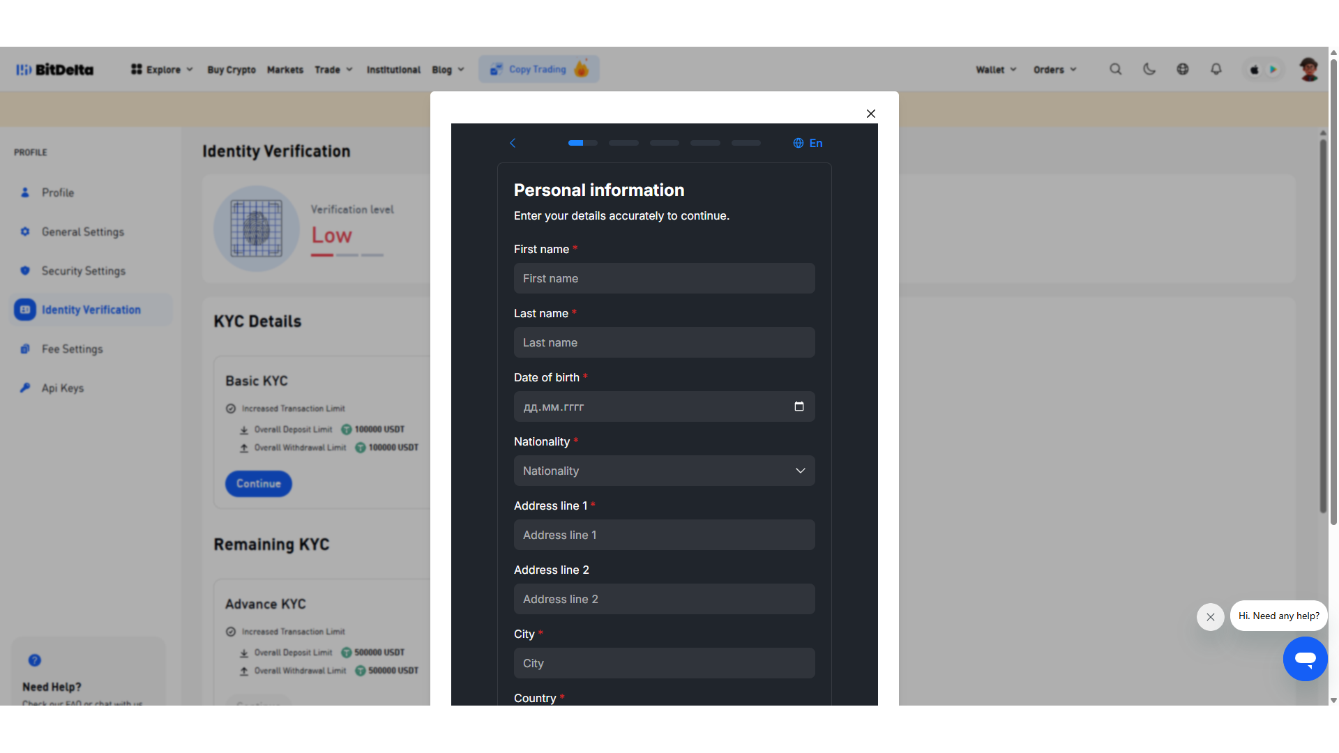 KYC su BitDelta