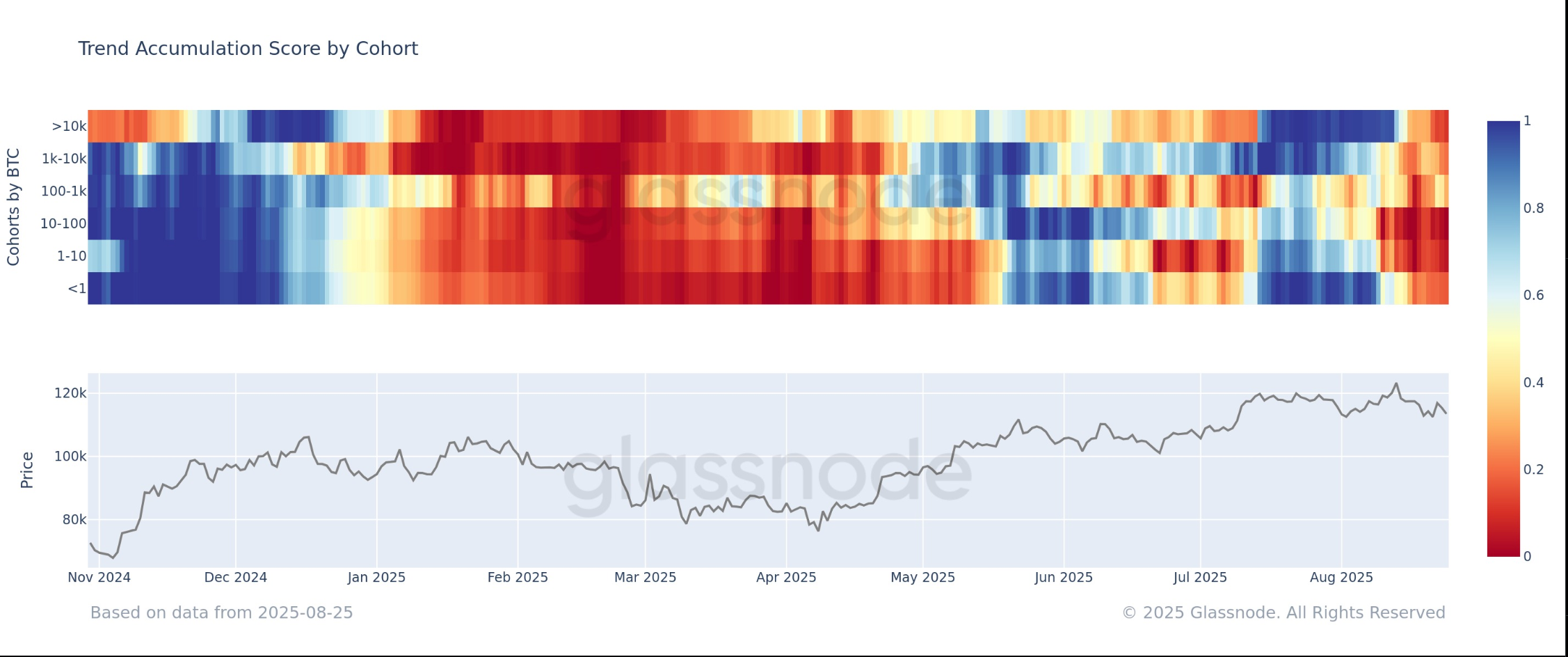 Bitcoin trend accumulation by cohort