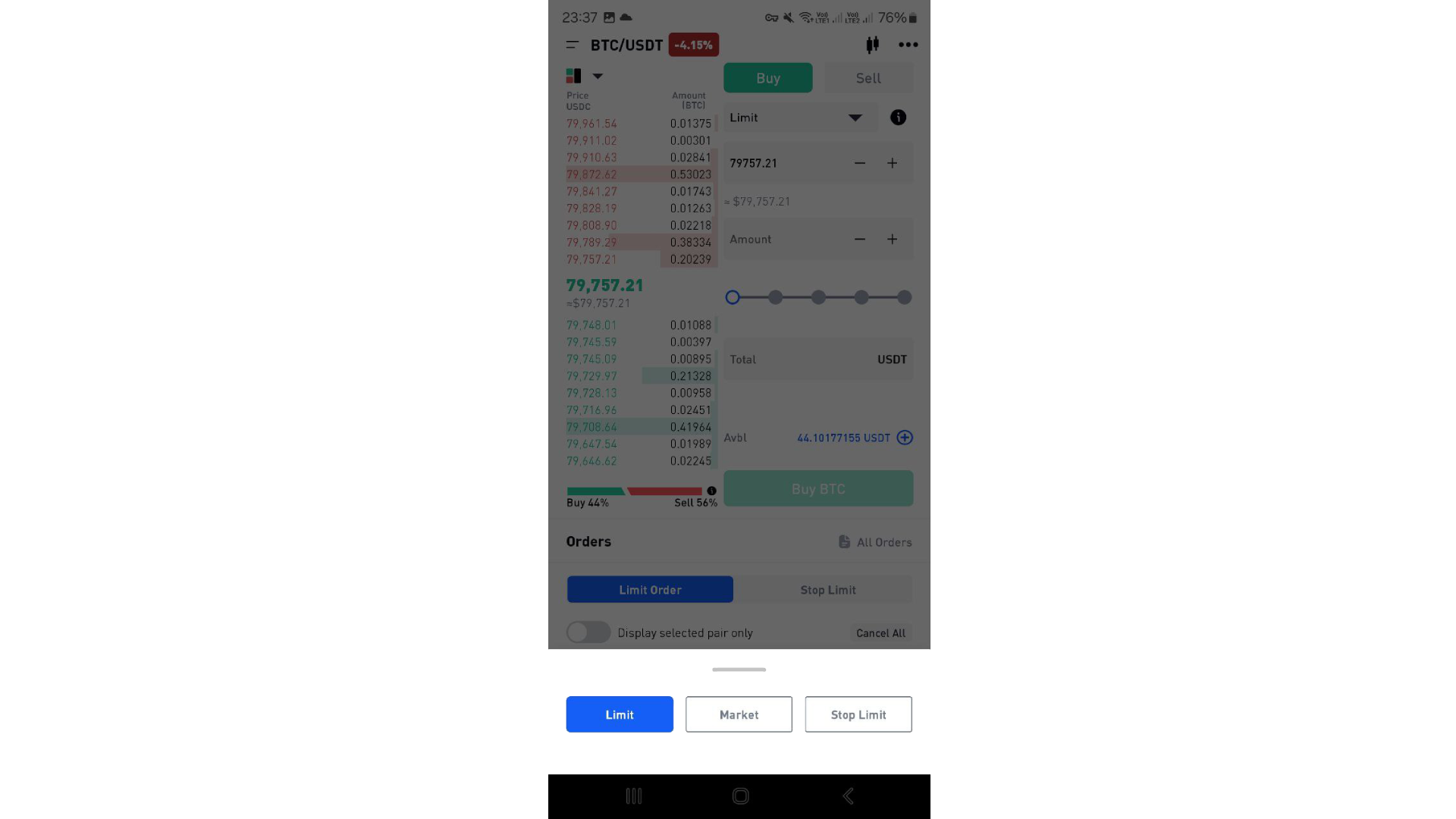 Tipi di ordine spot su BitDelta Mobile