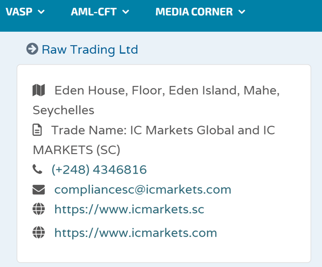 Raw Trading Ltd’s licensing information at fsaseychelles.sc
