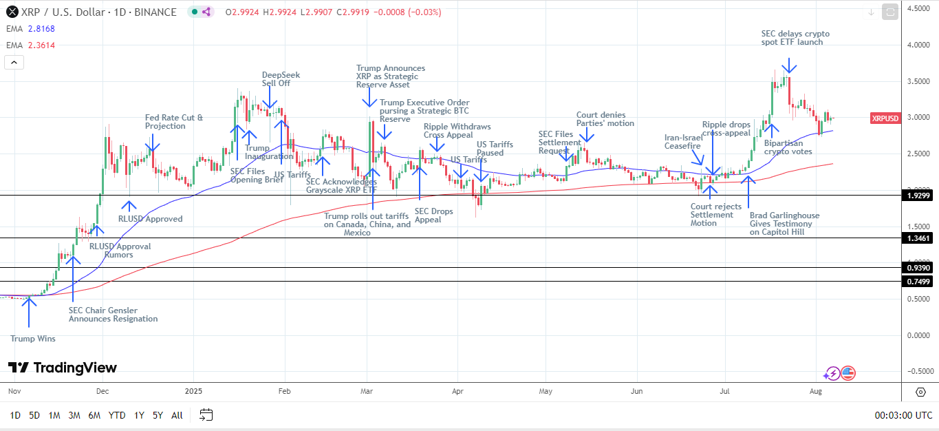 XRP Daily Chart affirms bullish price signals.