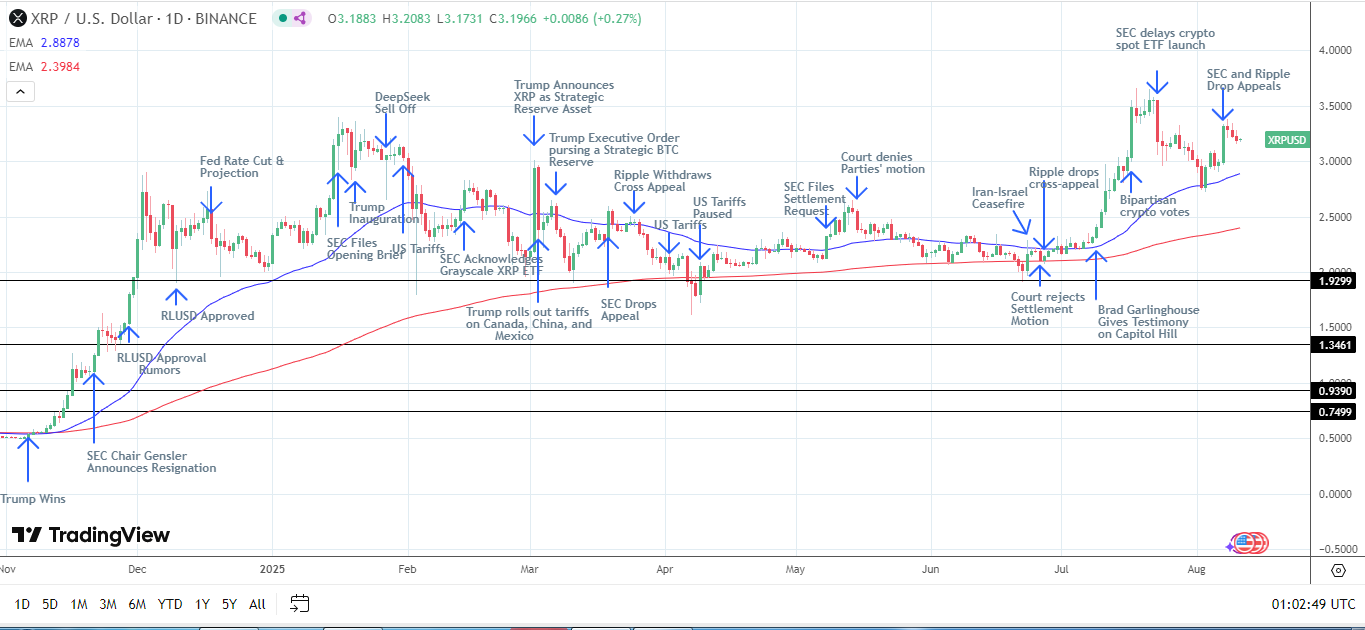 XRP Daily Chart affirms bullish price signals.