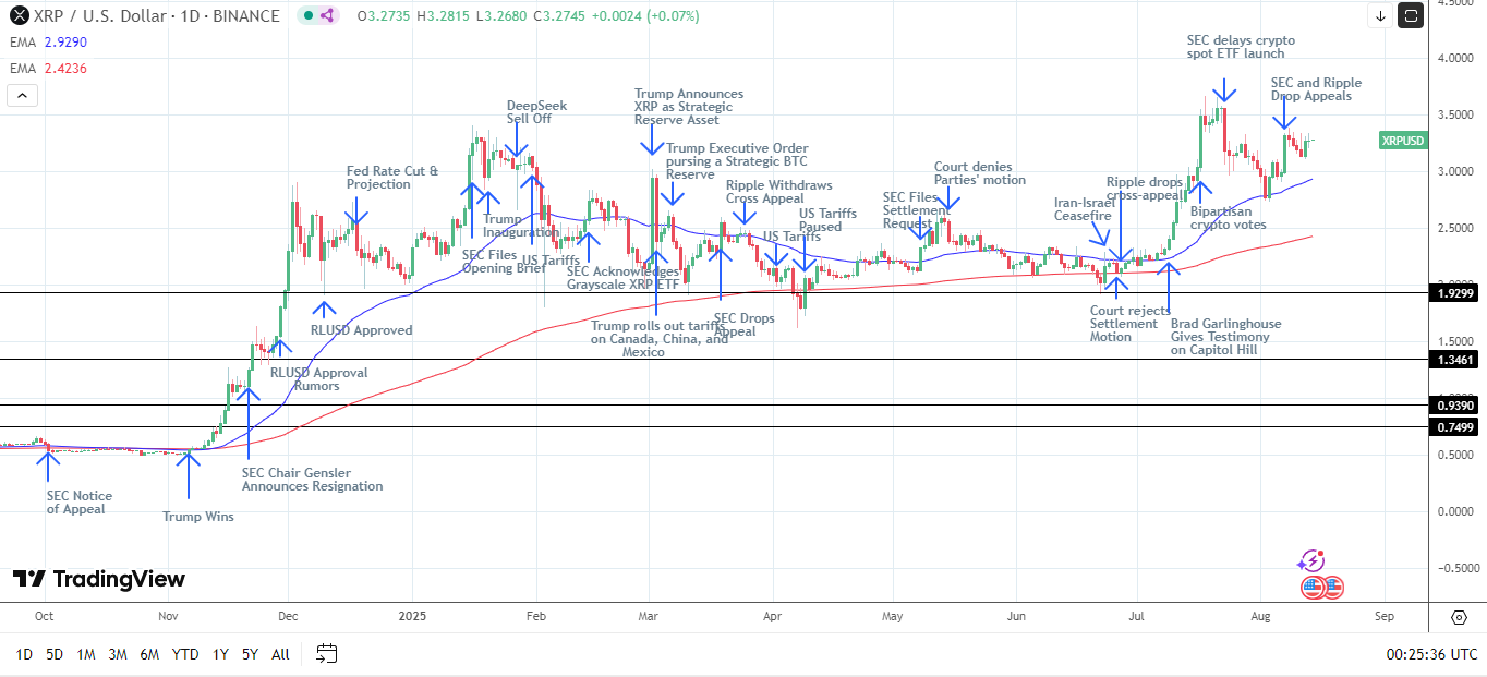 XRP Daily Chart affirms bullish price signals.