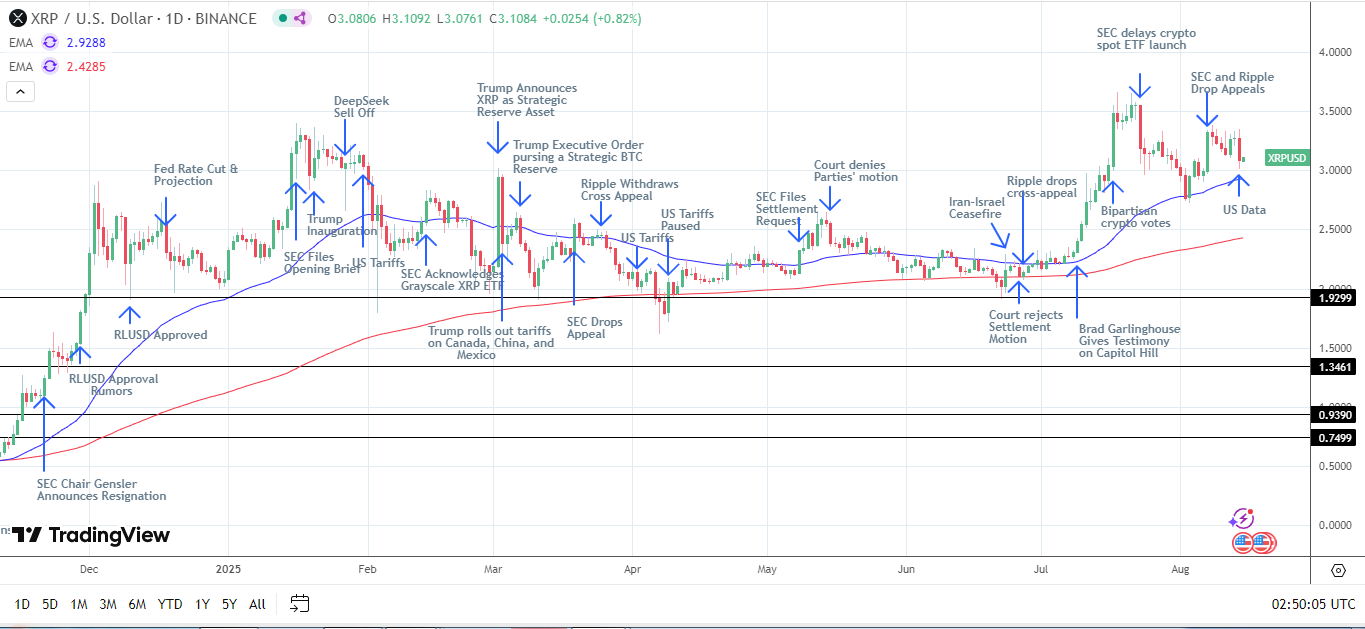 XRP Daily Chart affirms bullish price signals.
