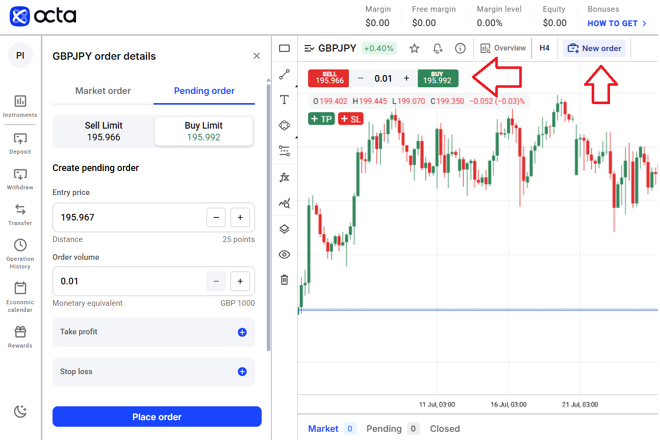 OctaTrader order execution