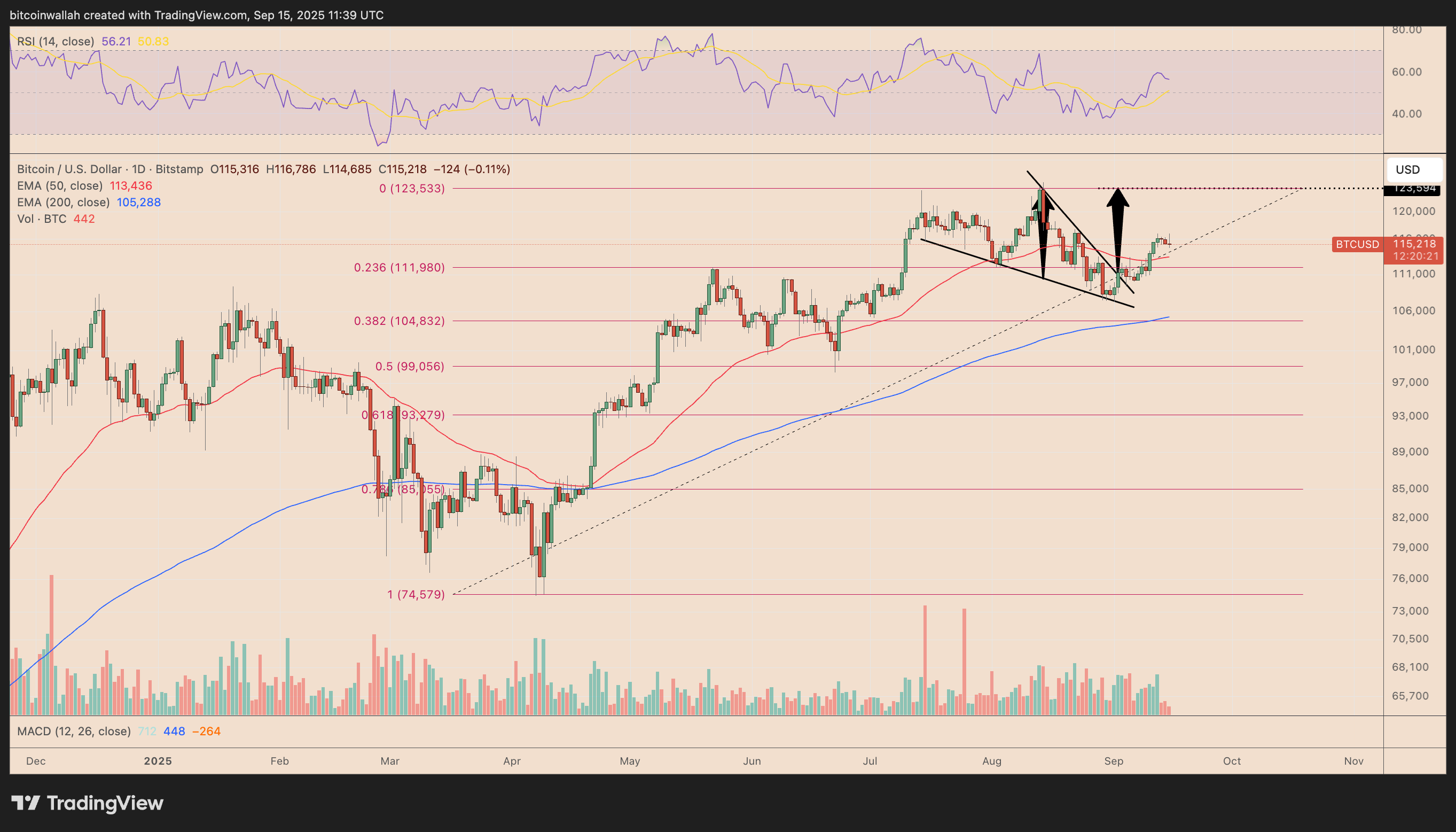 BTC/USD daily price chart