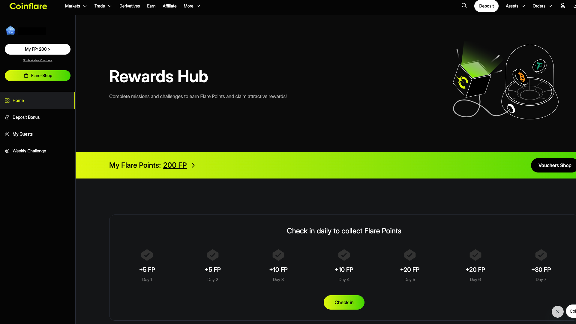 L’hub delle ricompense di Coinflare