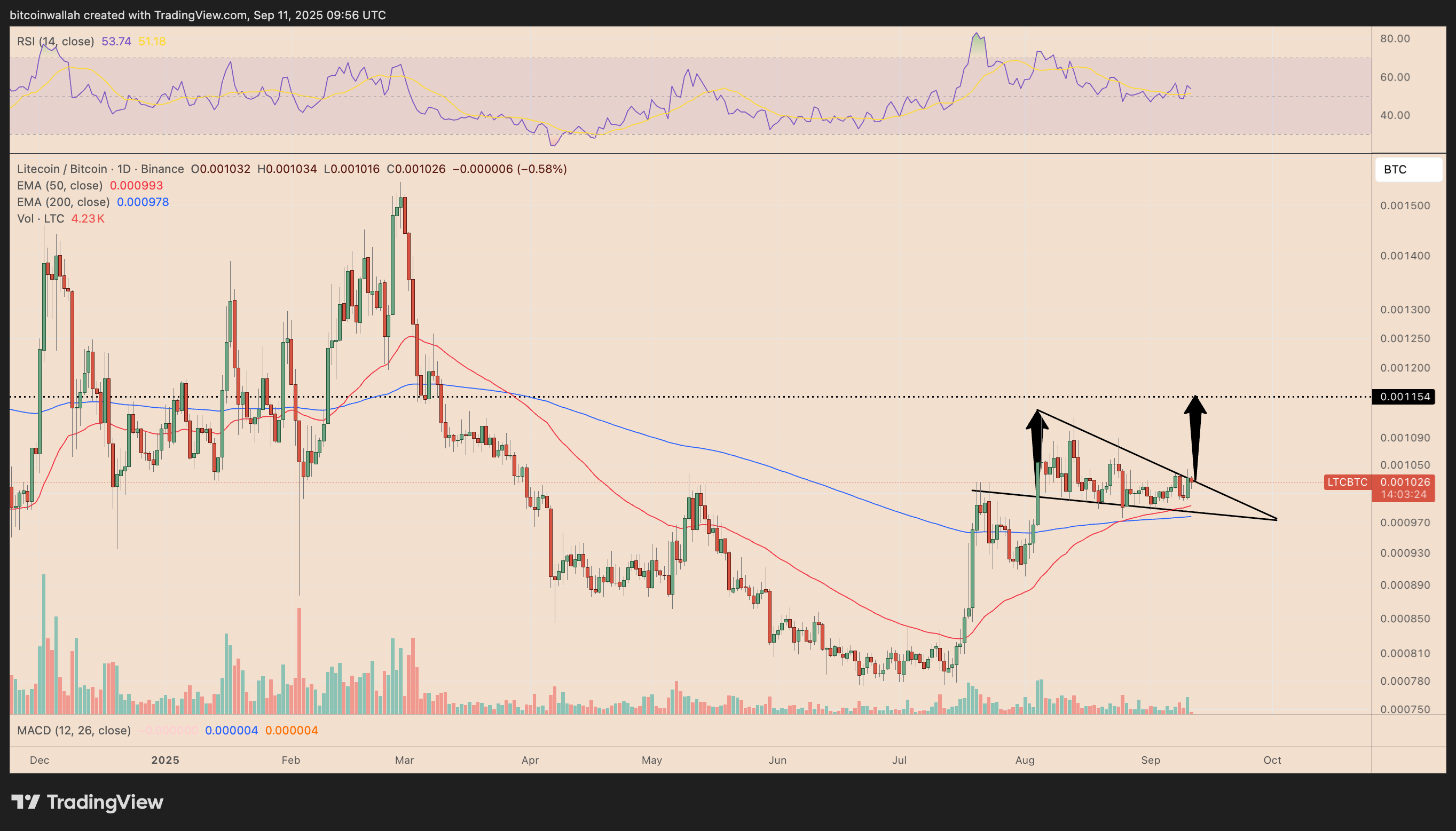 LTC/BTC daily price chart