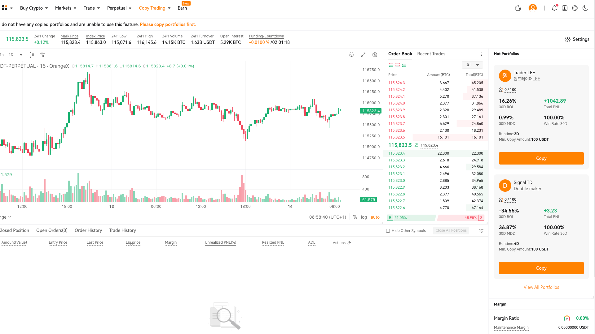 OrangeX copy trading