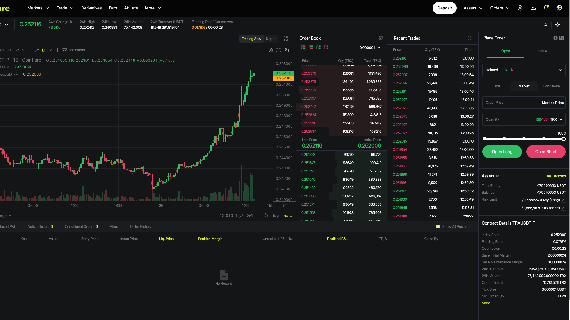Conversione da TRX a USDT-P