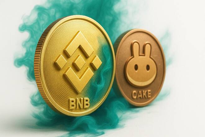 bnb coin and pancake swap cake