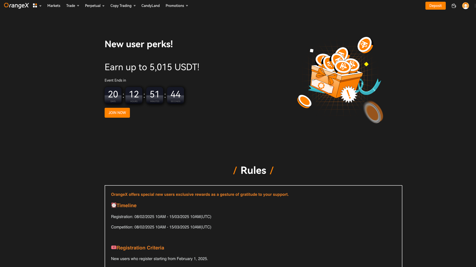 OrangeX Rewards Page