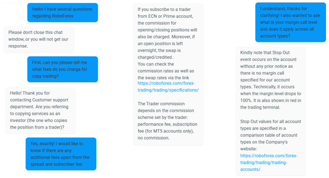 My conversation with RoboForex