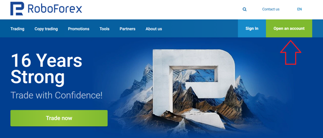 Opening an account with RoboForex