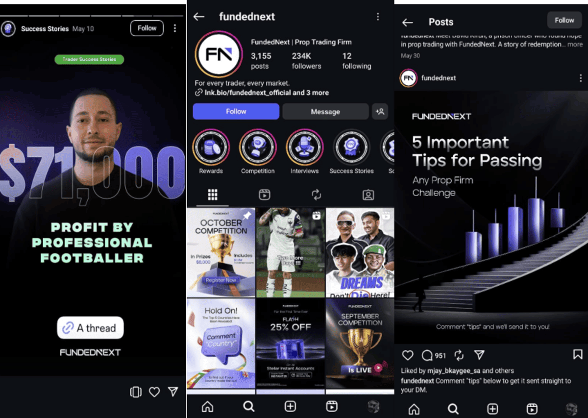 FundedNext Instagram Page