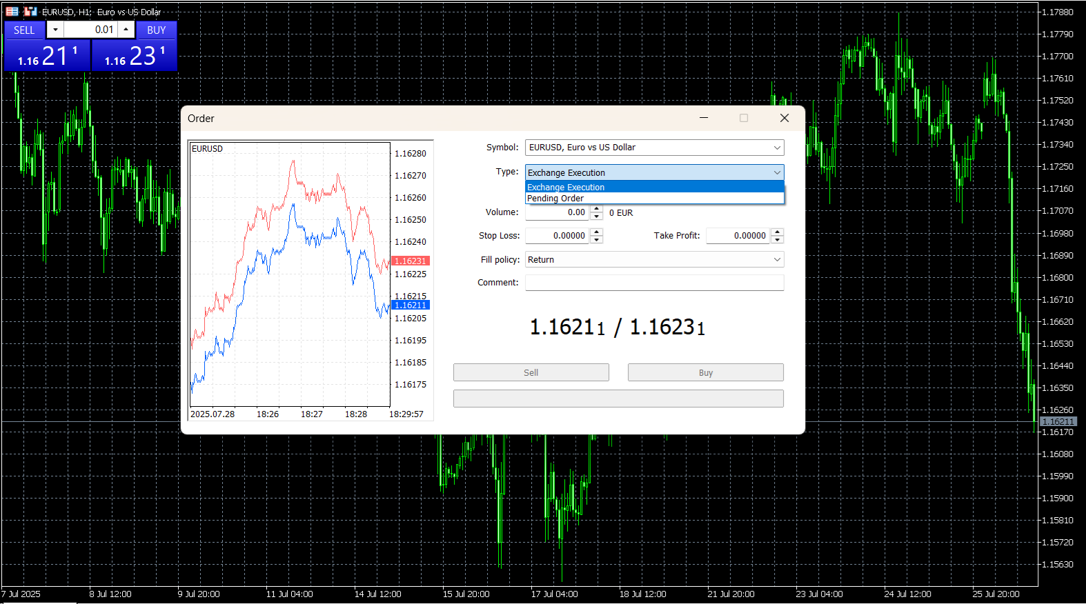 MetaTrader 5 order execution