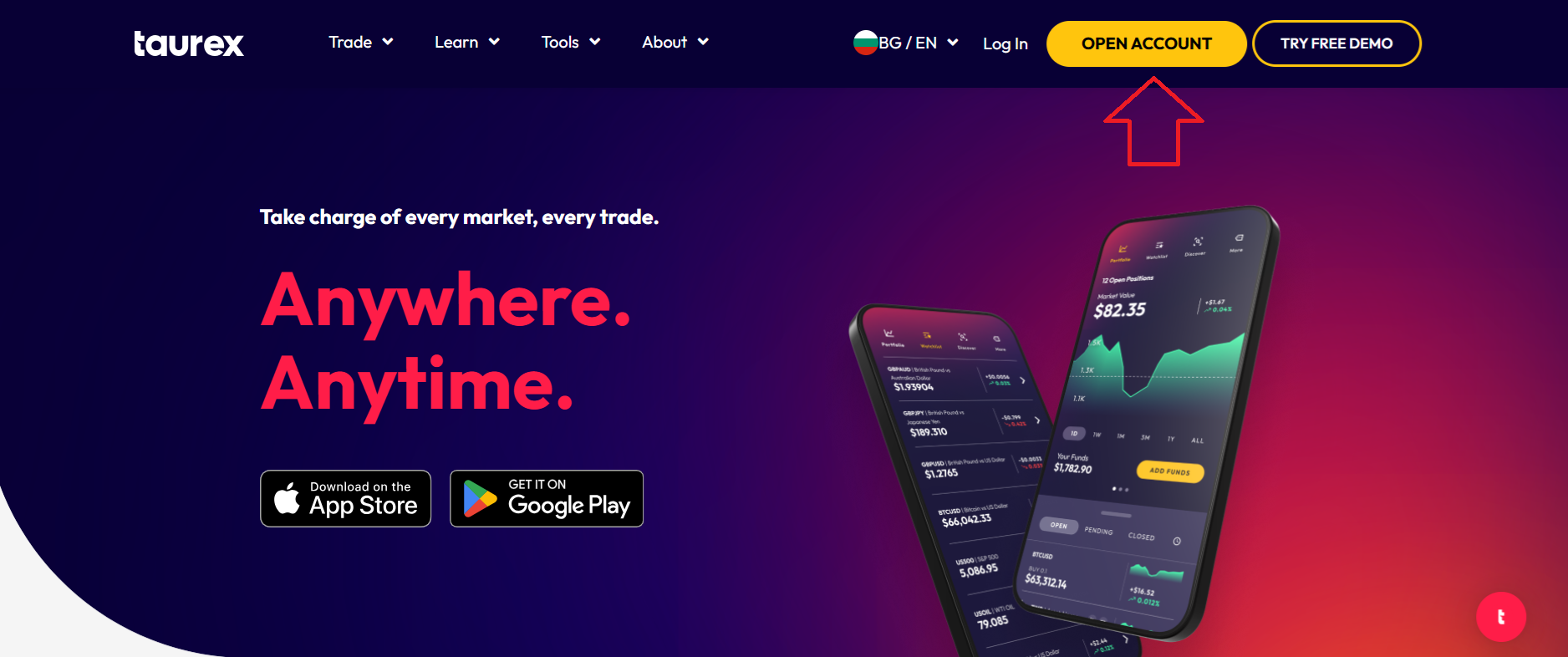 Opening an account with Taurex