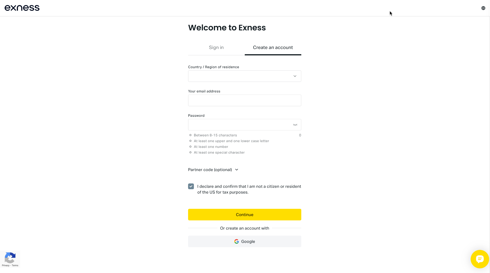 Exness Account Registration