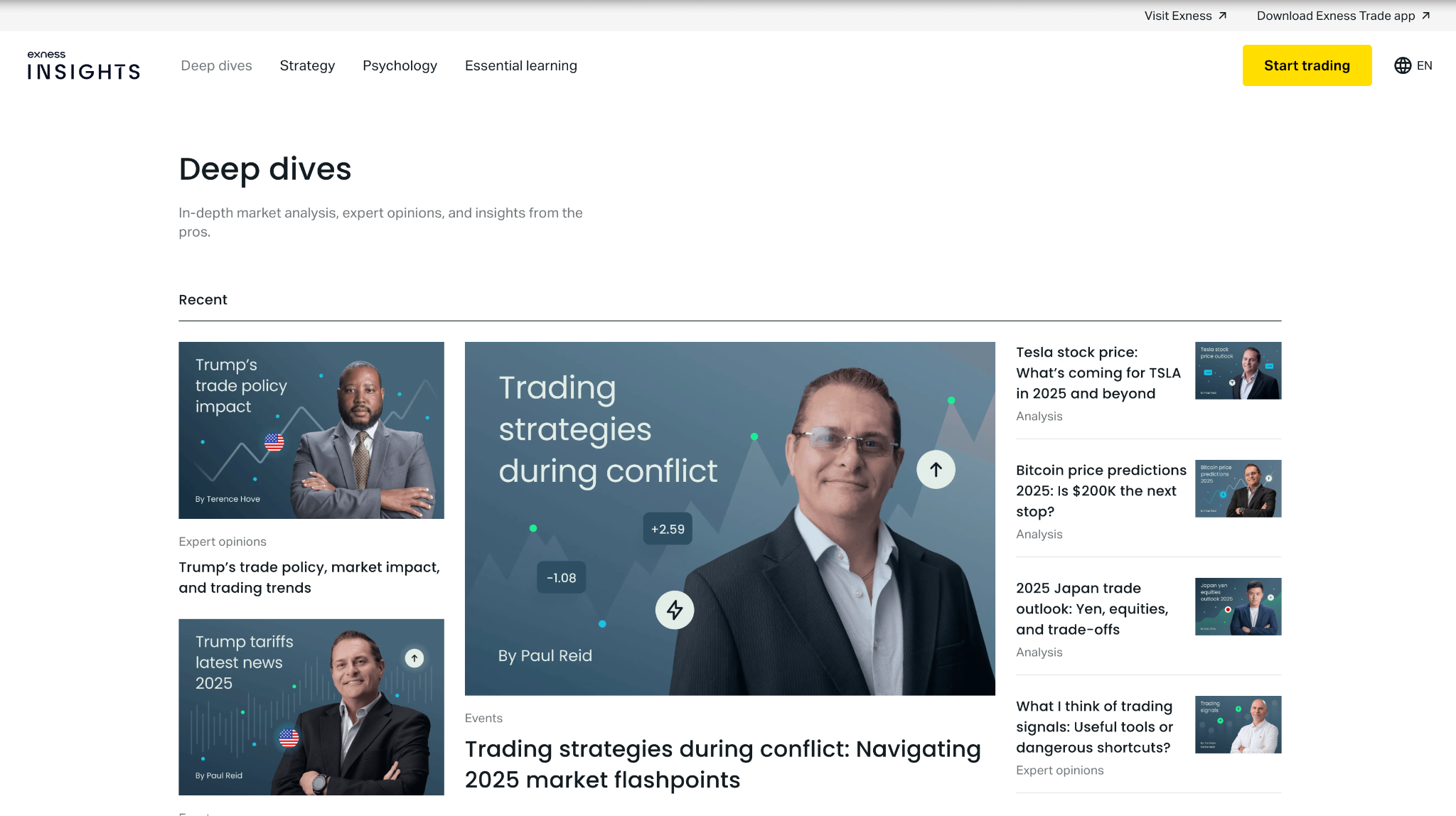 Market analysis via the Exness Insights portal