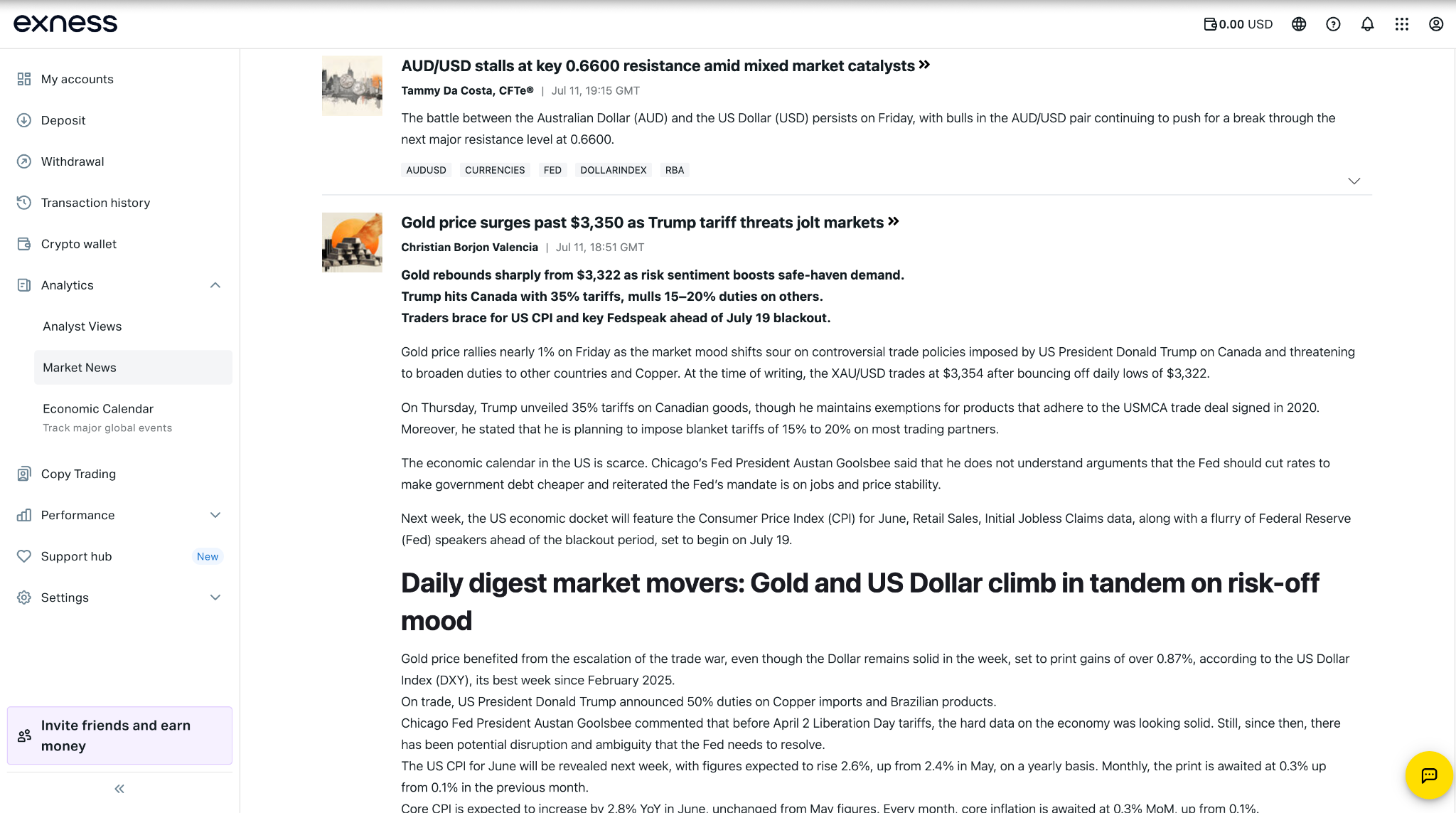 Exness market news feed