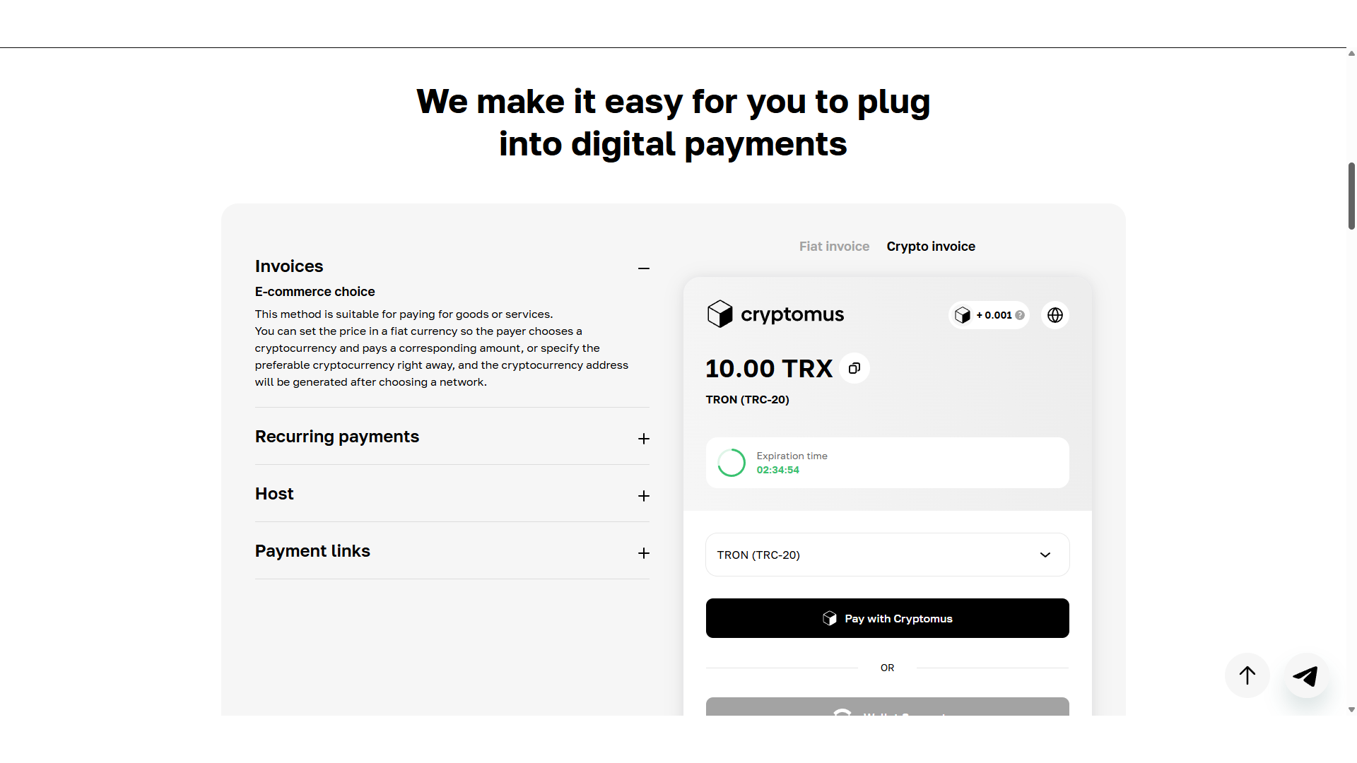 Un gateway di pagamenti in criptovalute su Cryptomus