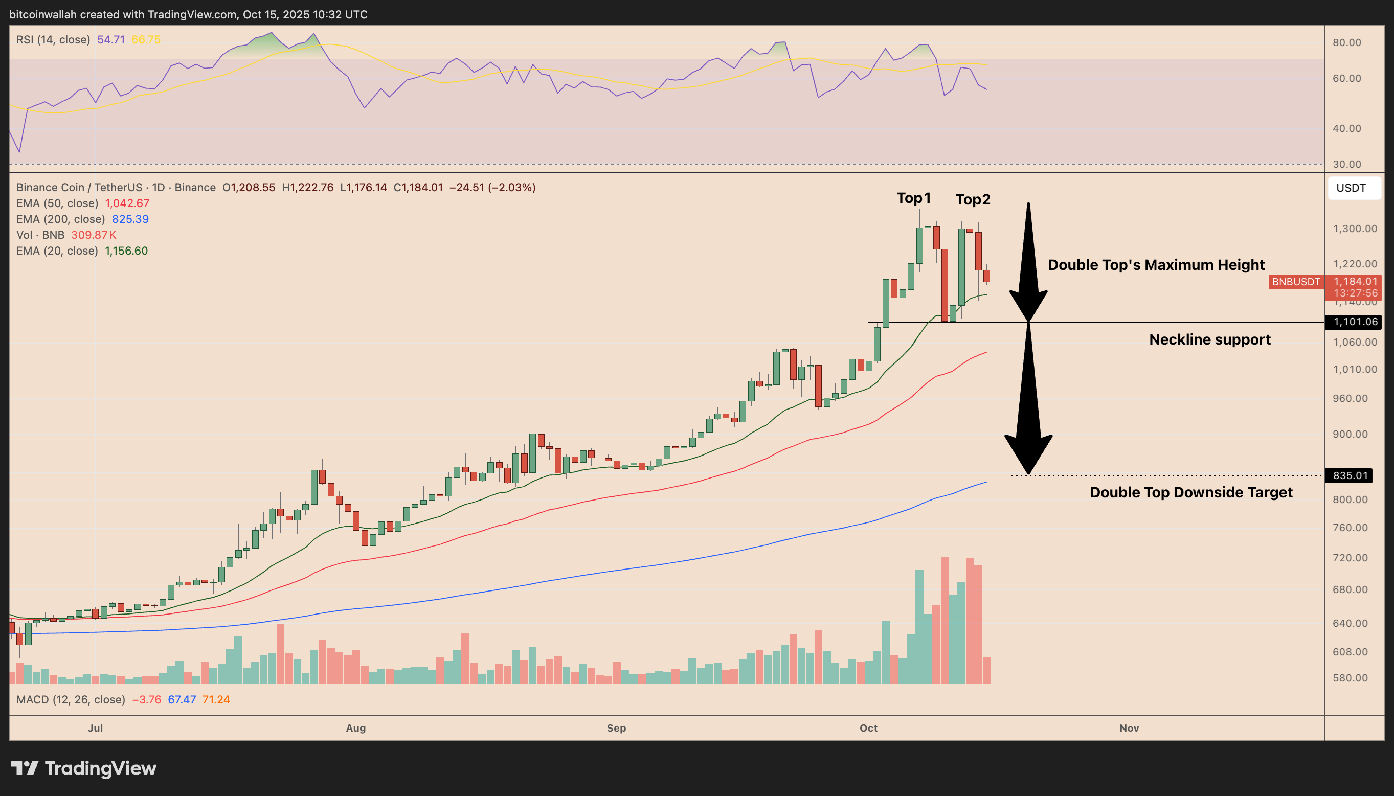 Grafico giornaliero BNB/USDT
