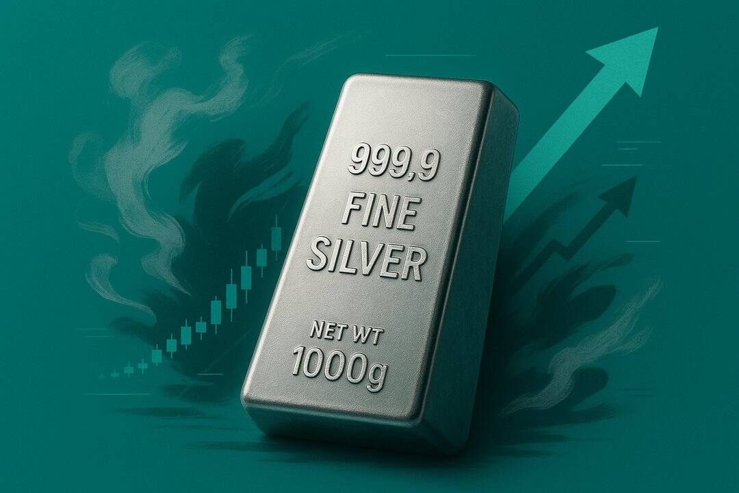 Silver bullion and upwards chart. FX Empire