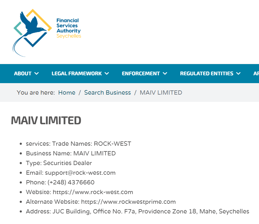 MAIV Limited’s licensing info at fsaseychelles.sc