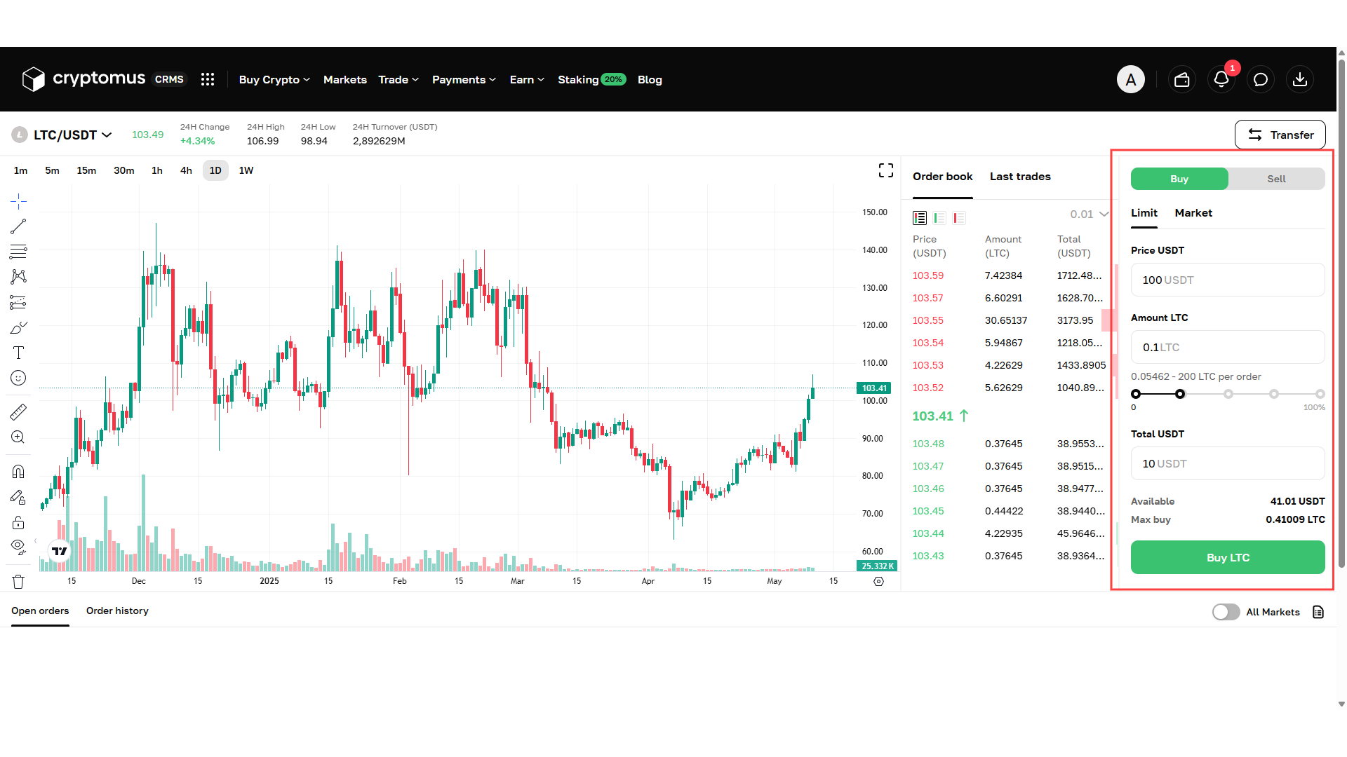 Impostare gli ordini su Cryptomus