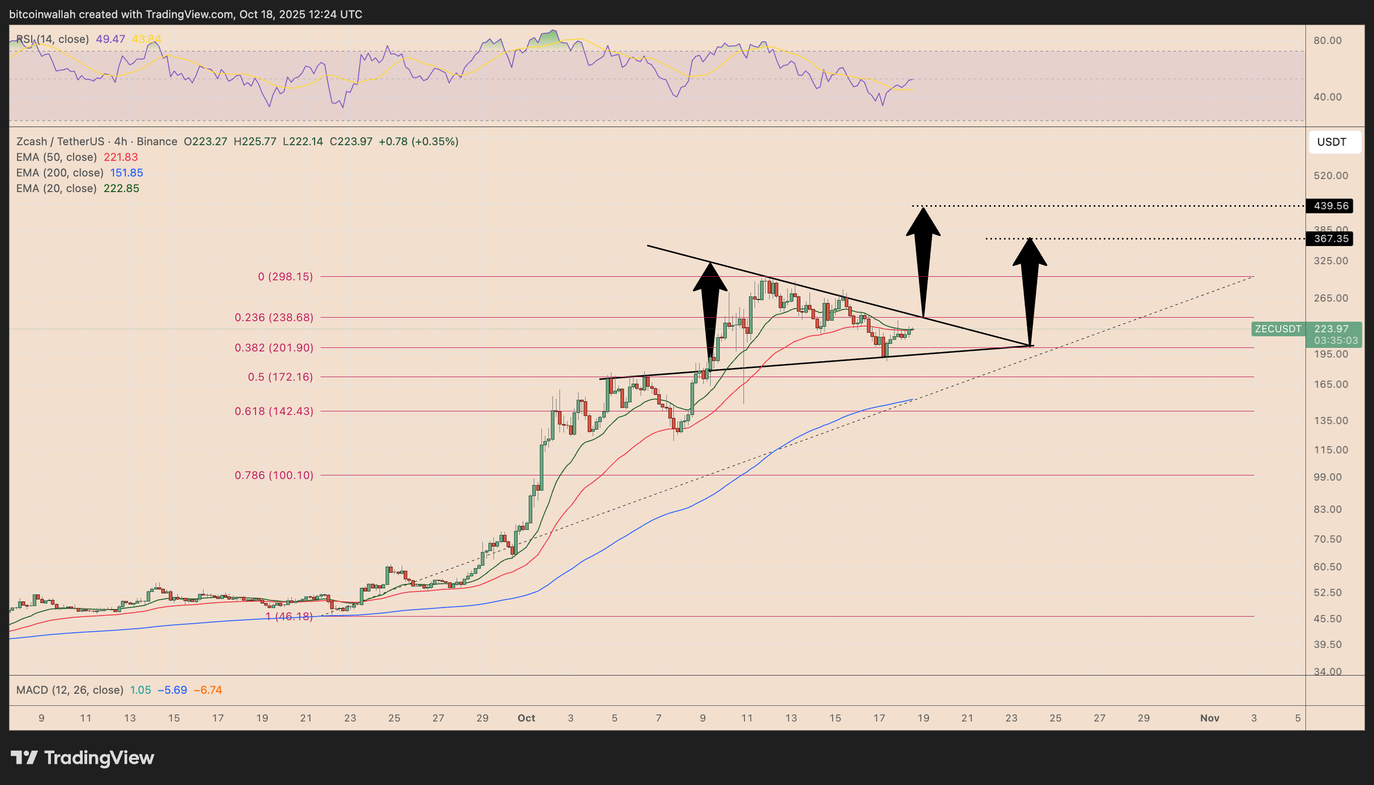 ZEC/USDT daily price chart