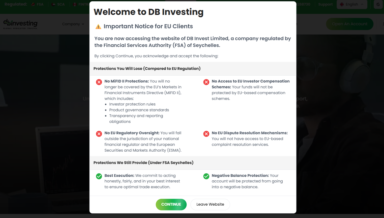 DB Investing’s exhaustive risk notice