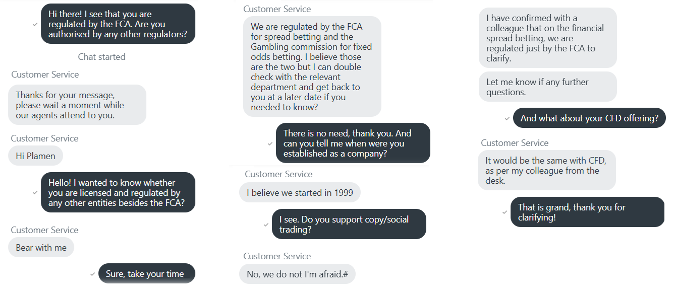 My conversation with Spreadex on 11 September at around 16:28 CET via live chat