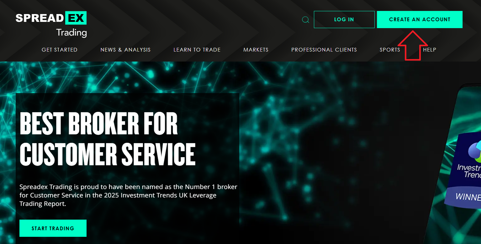 Opening an account with Spreadex