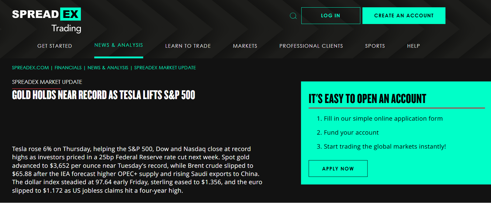 Spreadex’s weekly trading updates